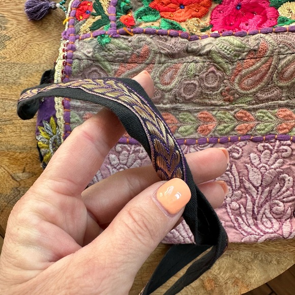 Urban Gypsy Boho Indian Fabric Beaded Crossbody - Picture 8 of 13